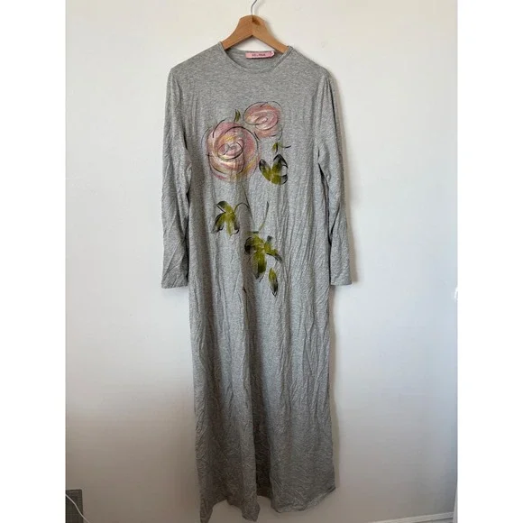 RUE de FEEME Floral Pull-On Nightgown – Heather Grey – Women's 10 - Picture 2 of 4